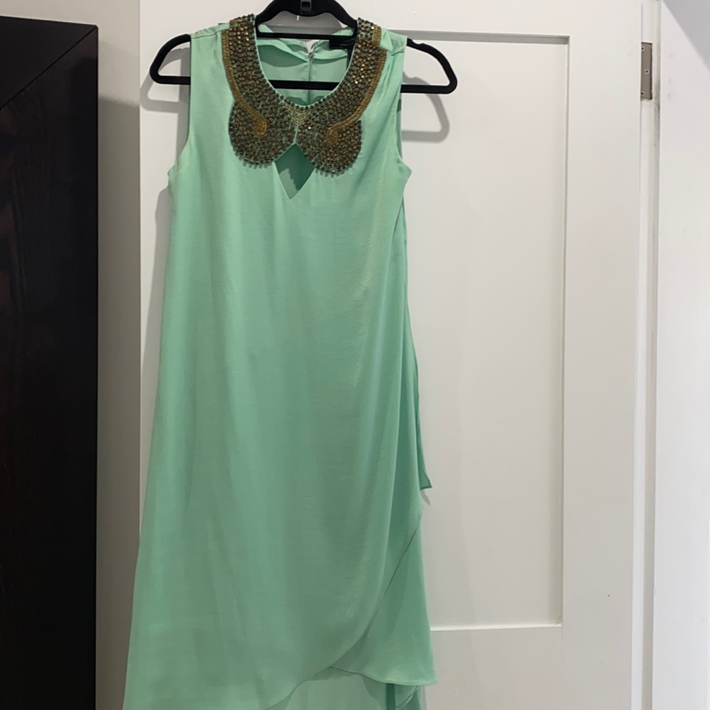 BCBG mint green midi dress with neck detail